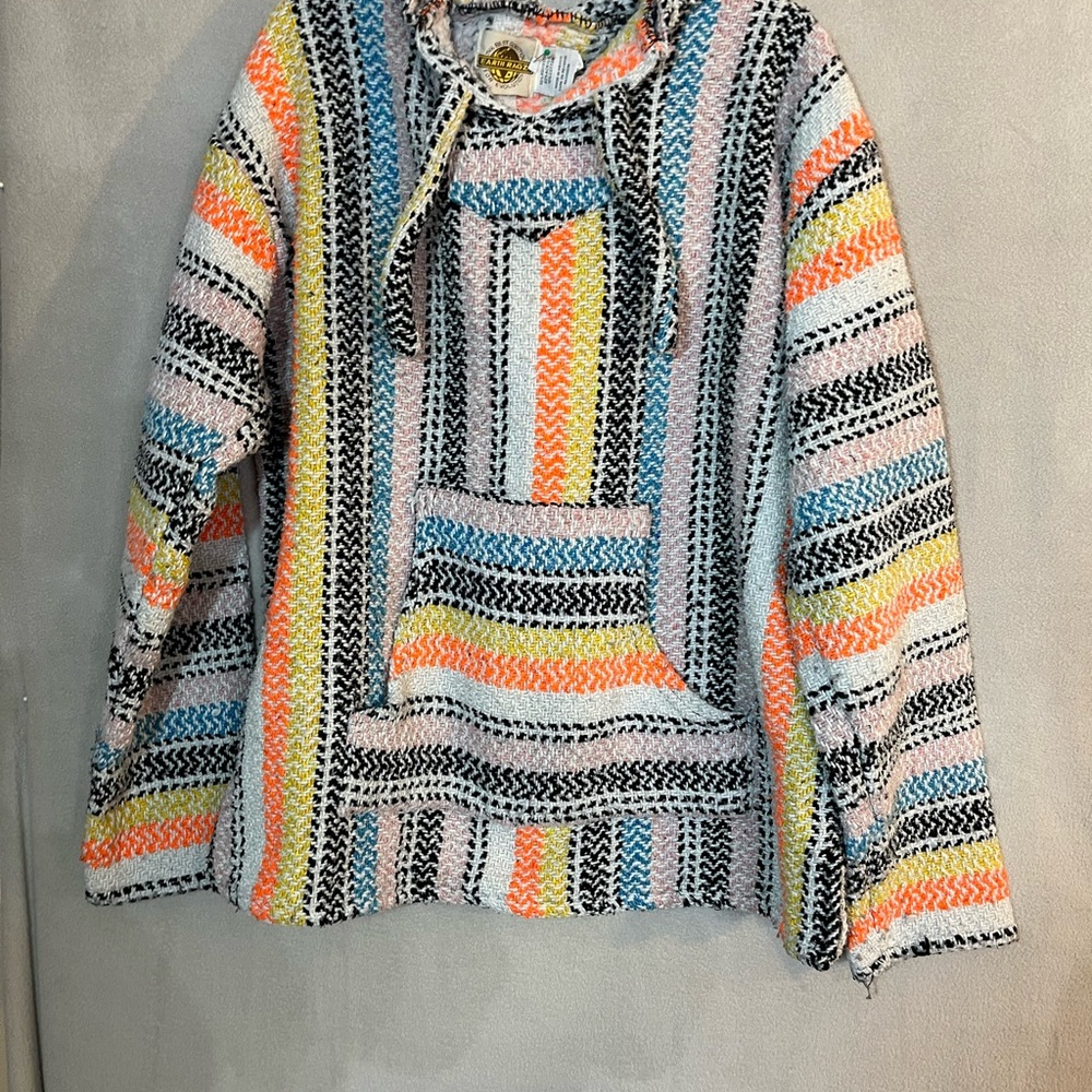 Multicolor Striped Boho Hoodie Sweater Jacket